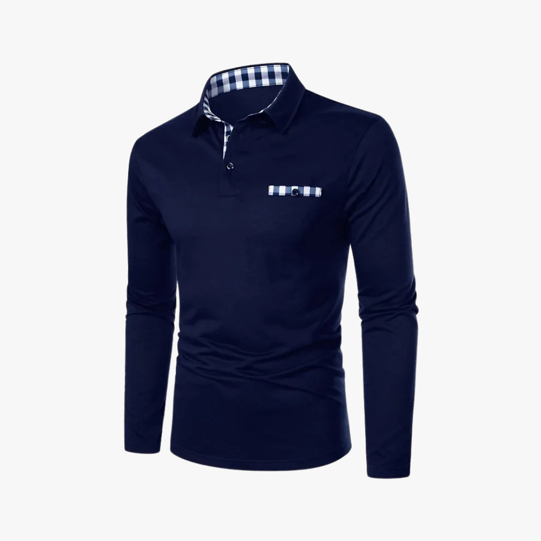 Men’s Long Sleeve Polo Shirt, Smart-Casual Cotton Blend