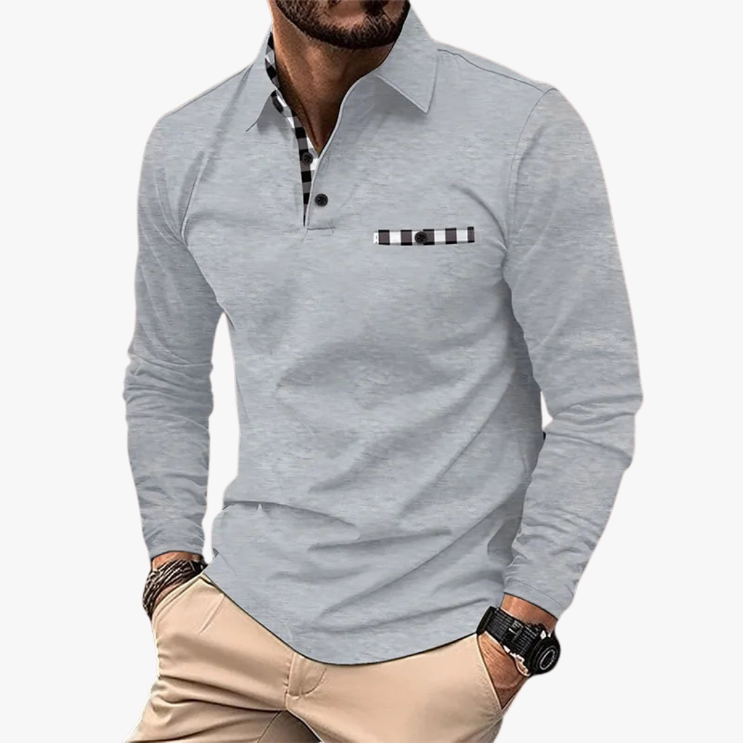 Men’s Long Sleeve Polo Shirt, Smart-Casual Cotton Blend